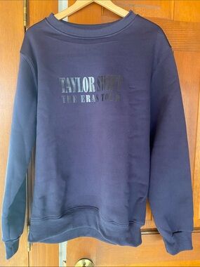 Taylor Swift Navy Crewneck Sweatshirt with 'The Eras Tour' Chest Logo